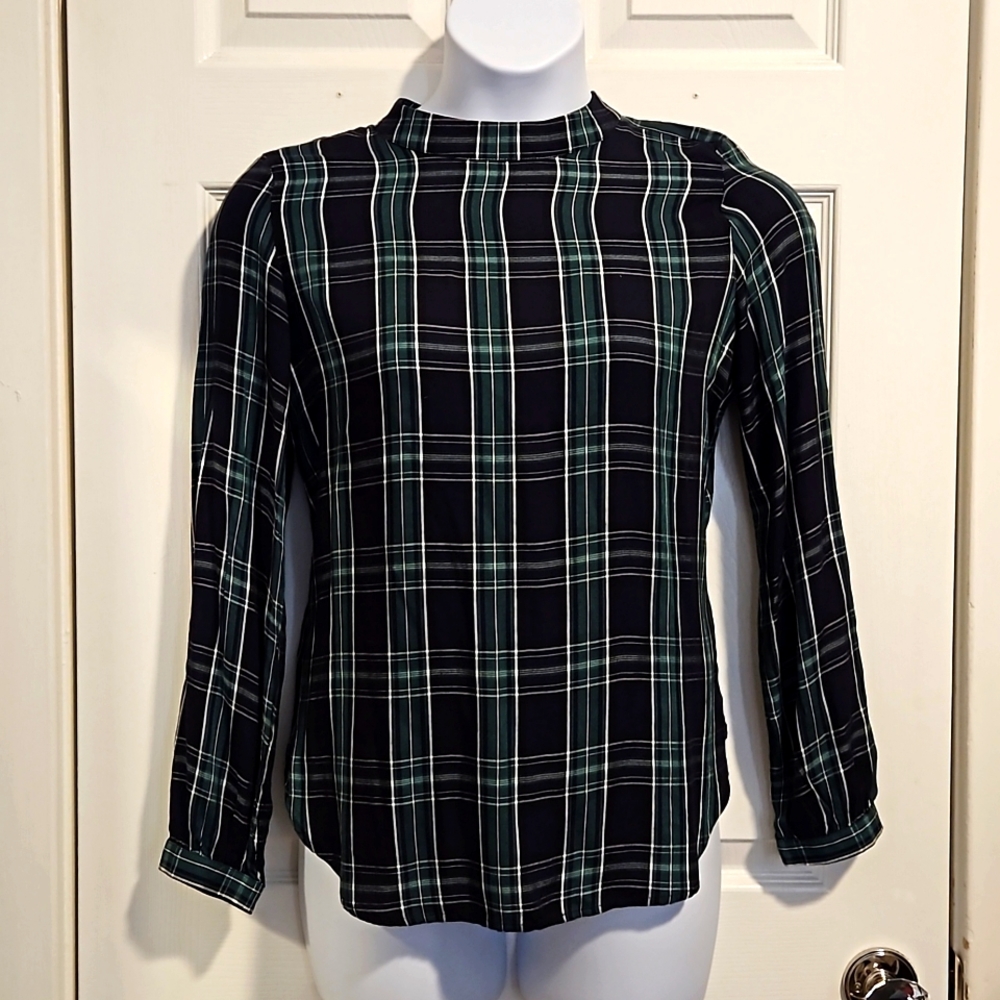 Loft, long sleeve, plaid, lightweight, blouse.  Size S.